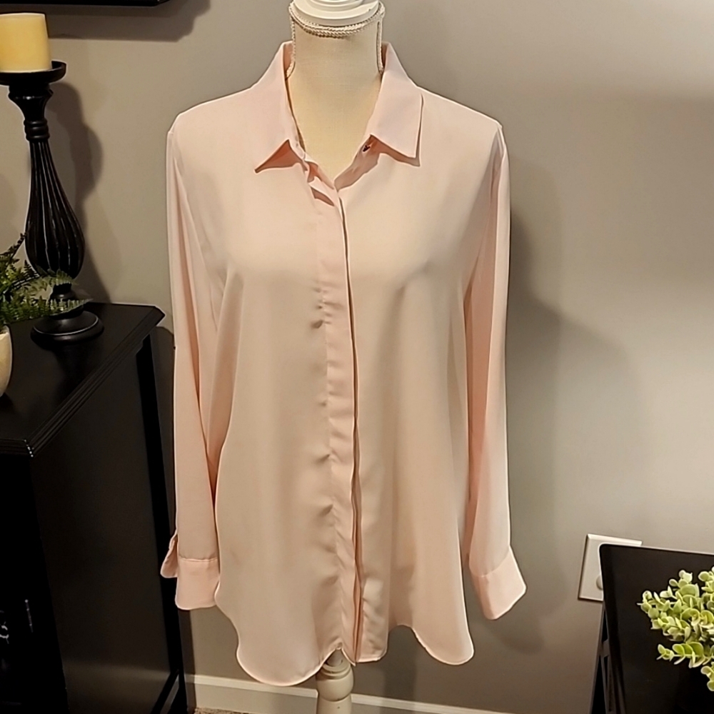 Massimo pink button up blouse size XXL pit to pit 24 inches and length 28 inches